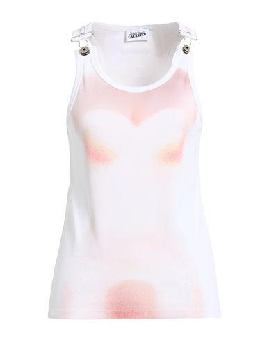 Woman Tank top White Size M Cotton, Elastane