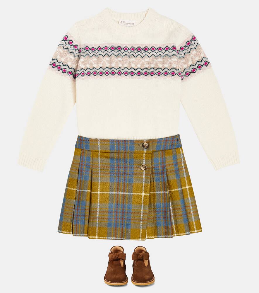 Bonpoint Talissa checked pleated wool skirt