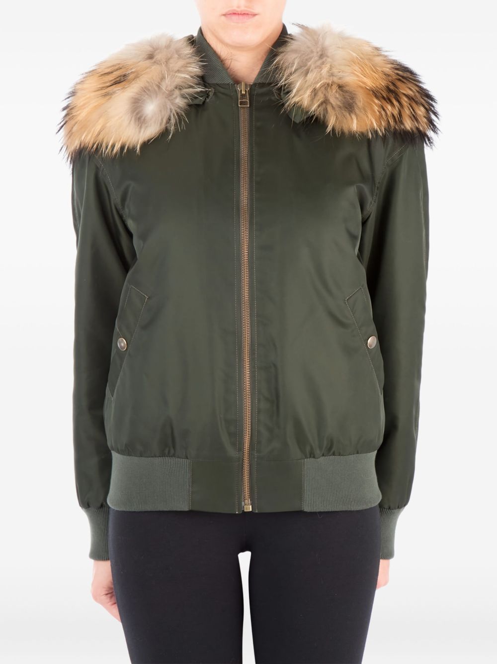 Fur-trimmed bomber jacket - Green