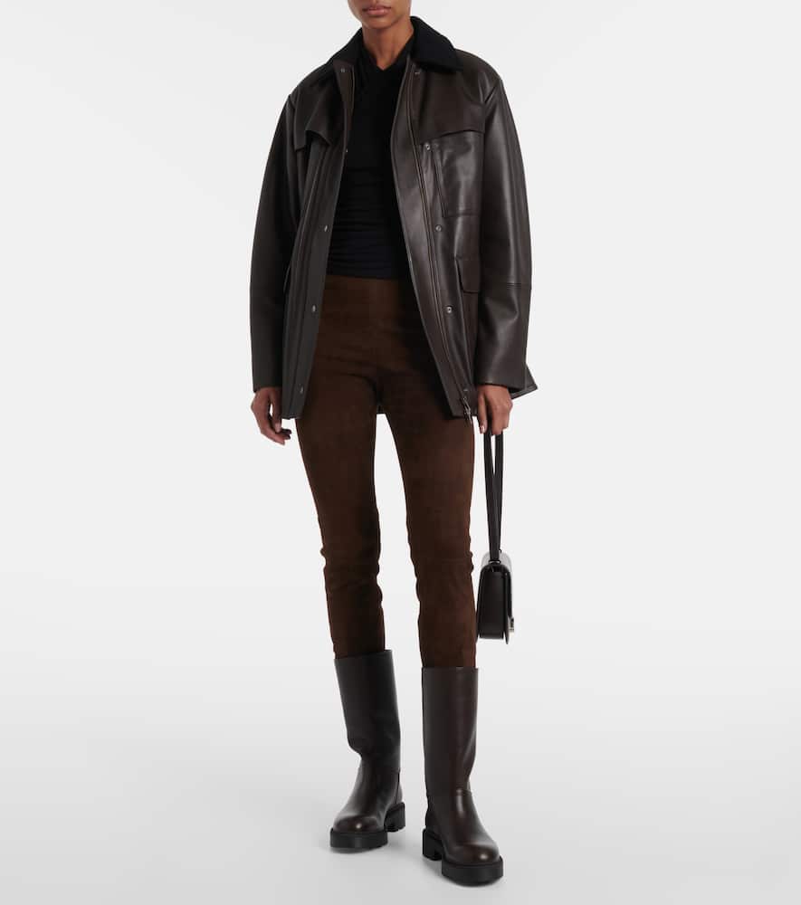 Suede slim pants