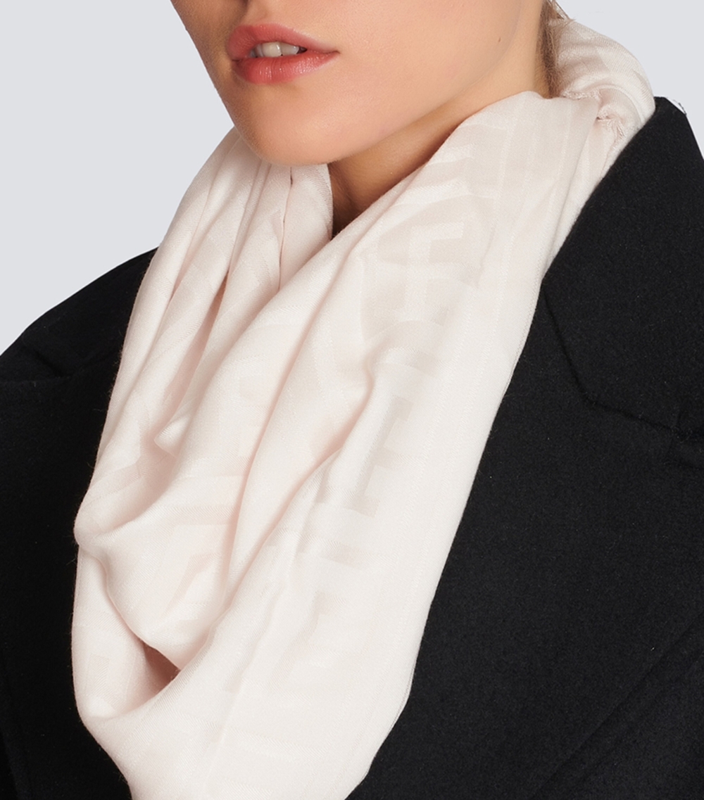 Fringed Monogram Print Scarf