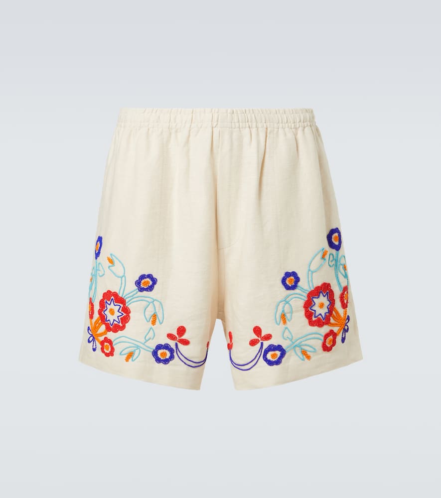 Bode Garden Party beaded linen shorts