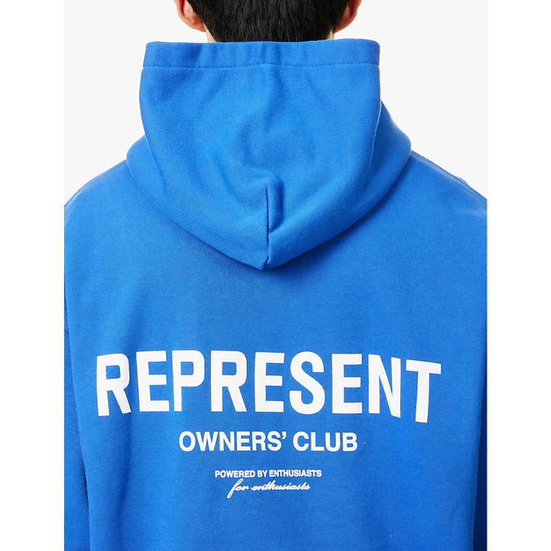 Mens Cobalt Owners Club Brand-print Cotton-jersey Hoody 