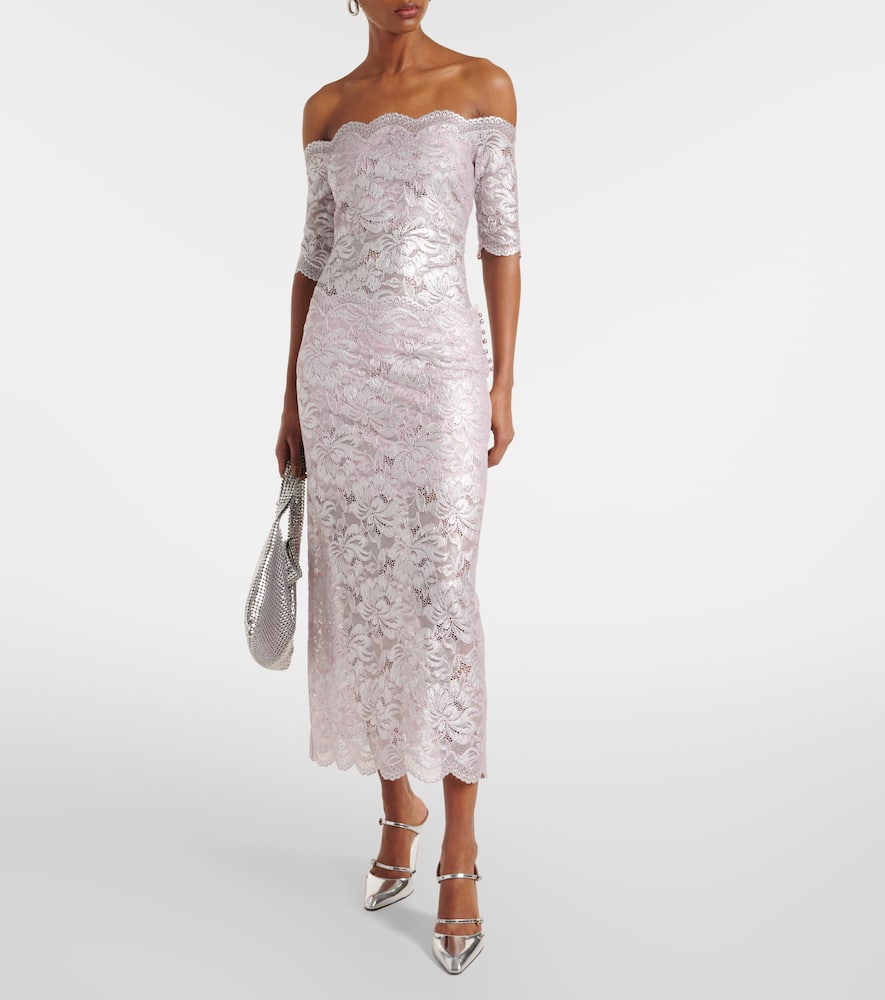 Floral lace midi skirt