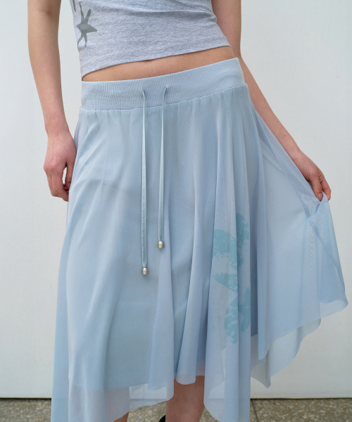 MESH LAYERED SKIRT BLUE