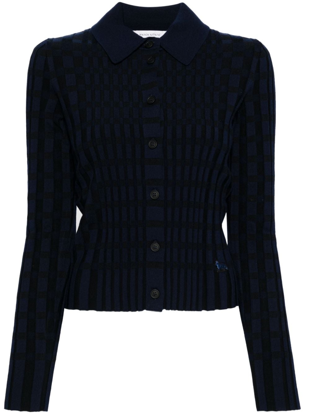 Checked knitted shirt - Black