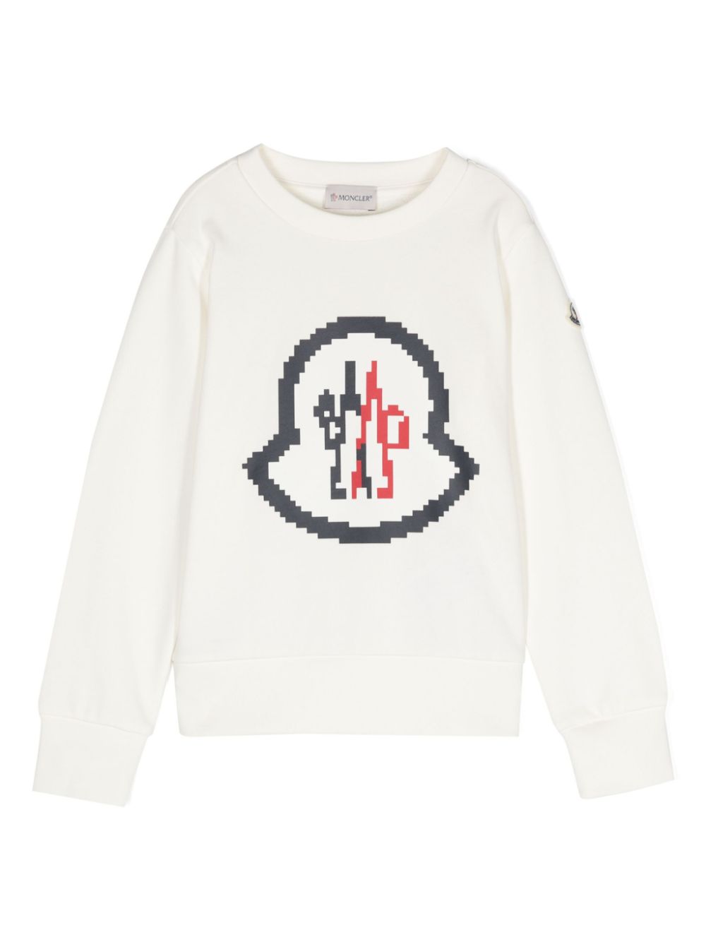 Pixelated-logo-print cotton sweatshirt - White