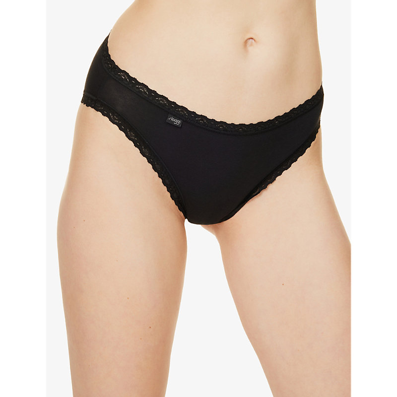 Womens Black Combination 7 Weekend Mid-rise Stretch-cotton Briefs Pack of Three