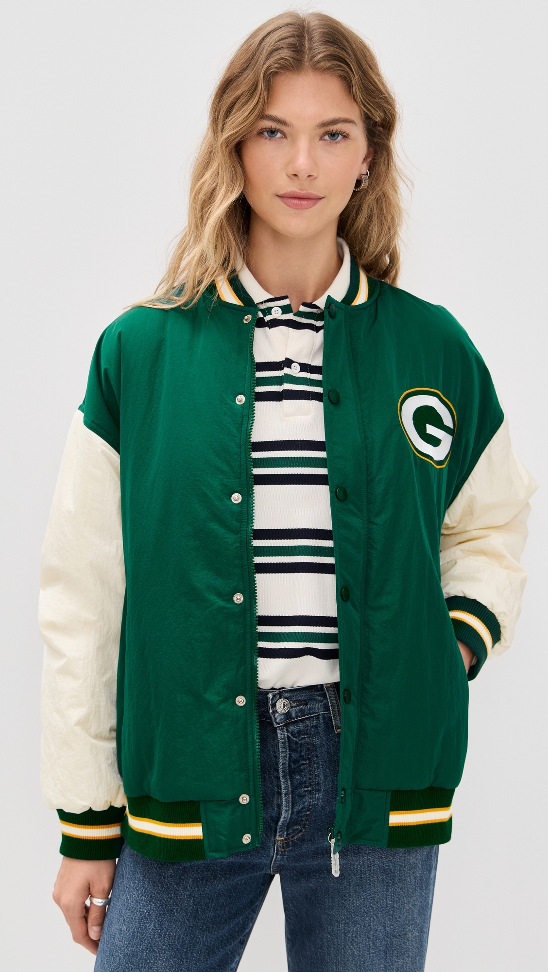 Packers Colorblock Bomber Jacket Packers Green/Sugar Swizzle