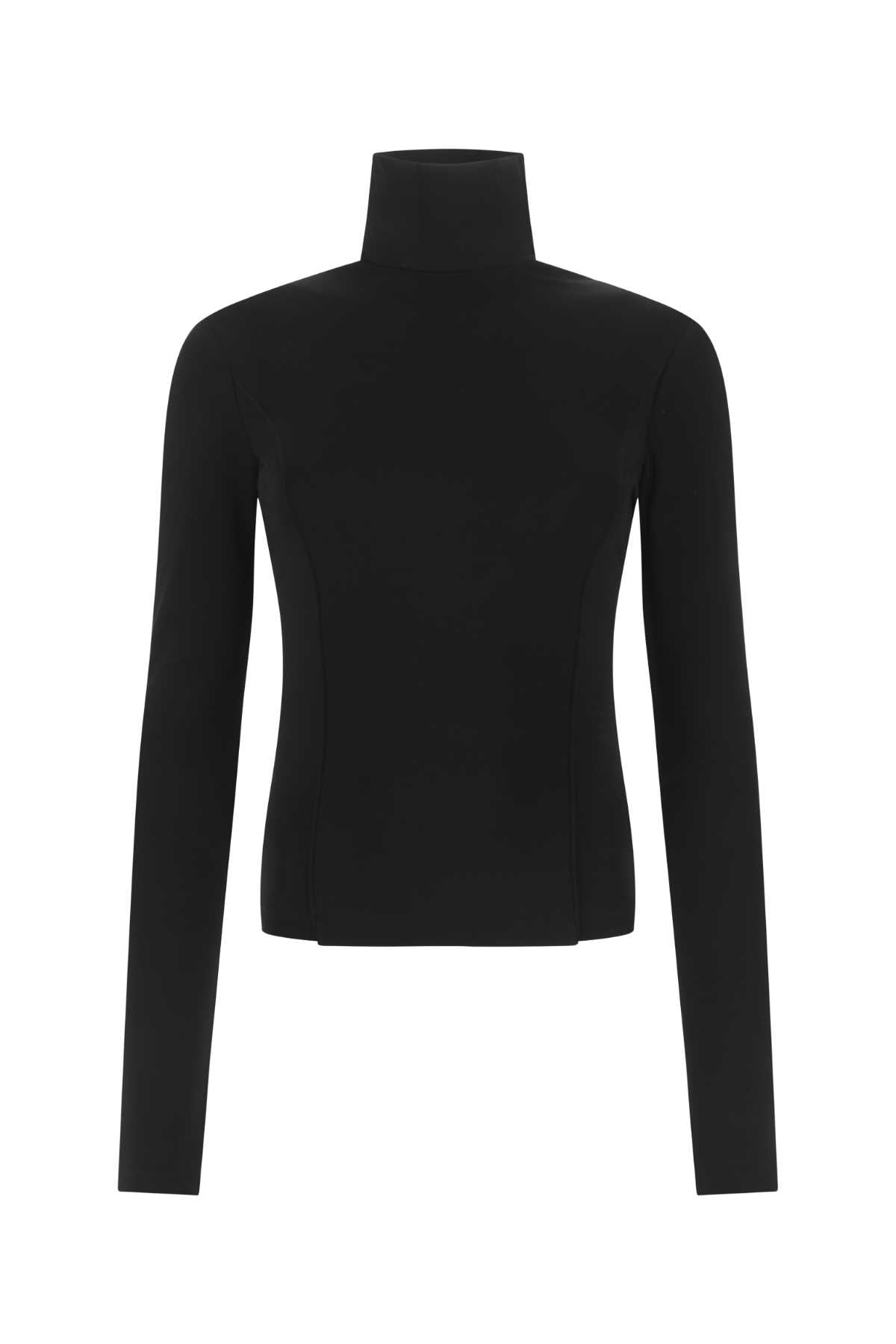 Stretch Viscose Blend Turtleneck — Black