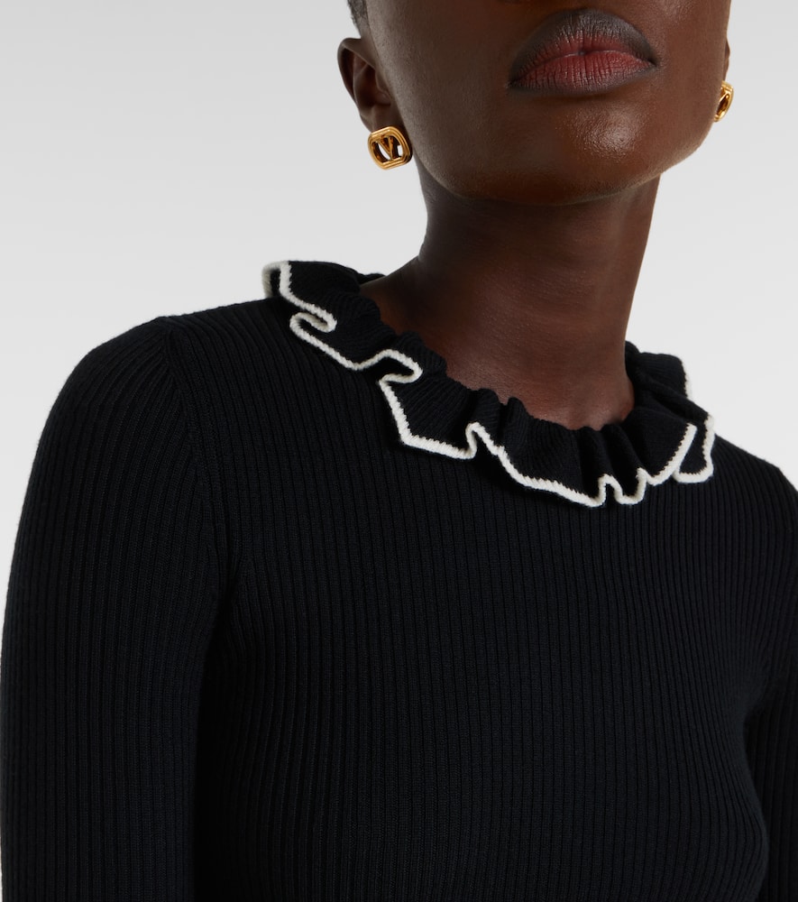 Ruffled virgin wool sweater