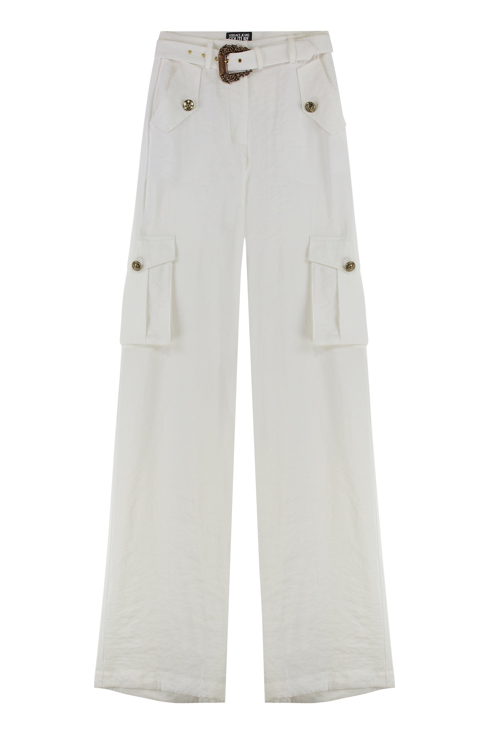 Embellished Cargo Trousers with Waist Belt