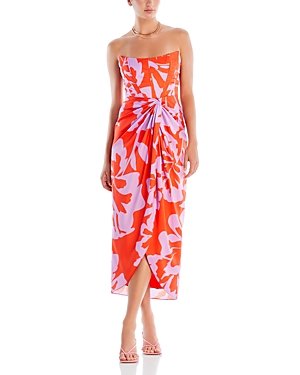 Ospina Strapless Floral Print Midi Dress