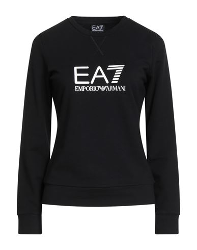 Woman Sweatshirt Black Size M Cotton, Elastane