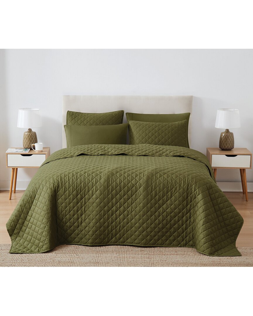 Cannon Solid Oversized Percale 3pc Quilt Set