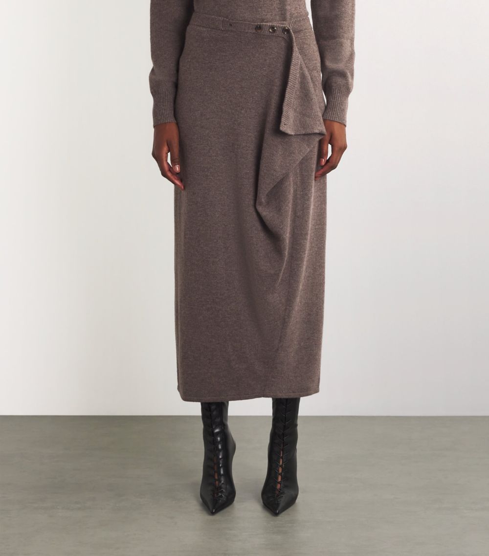 Wool-Cashmere Fasten Maxi Skirt