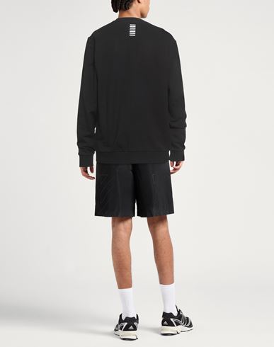 Man Sweatshirt Black Size 3XL Cotton, Elastane