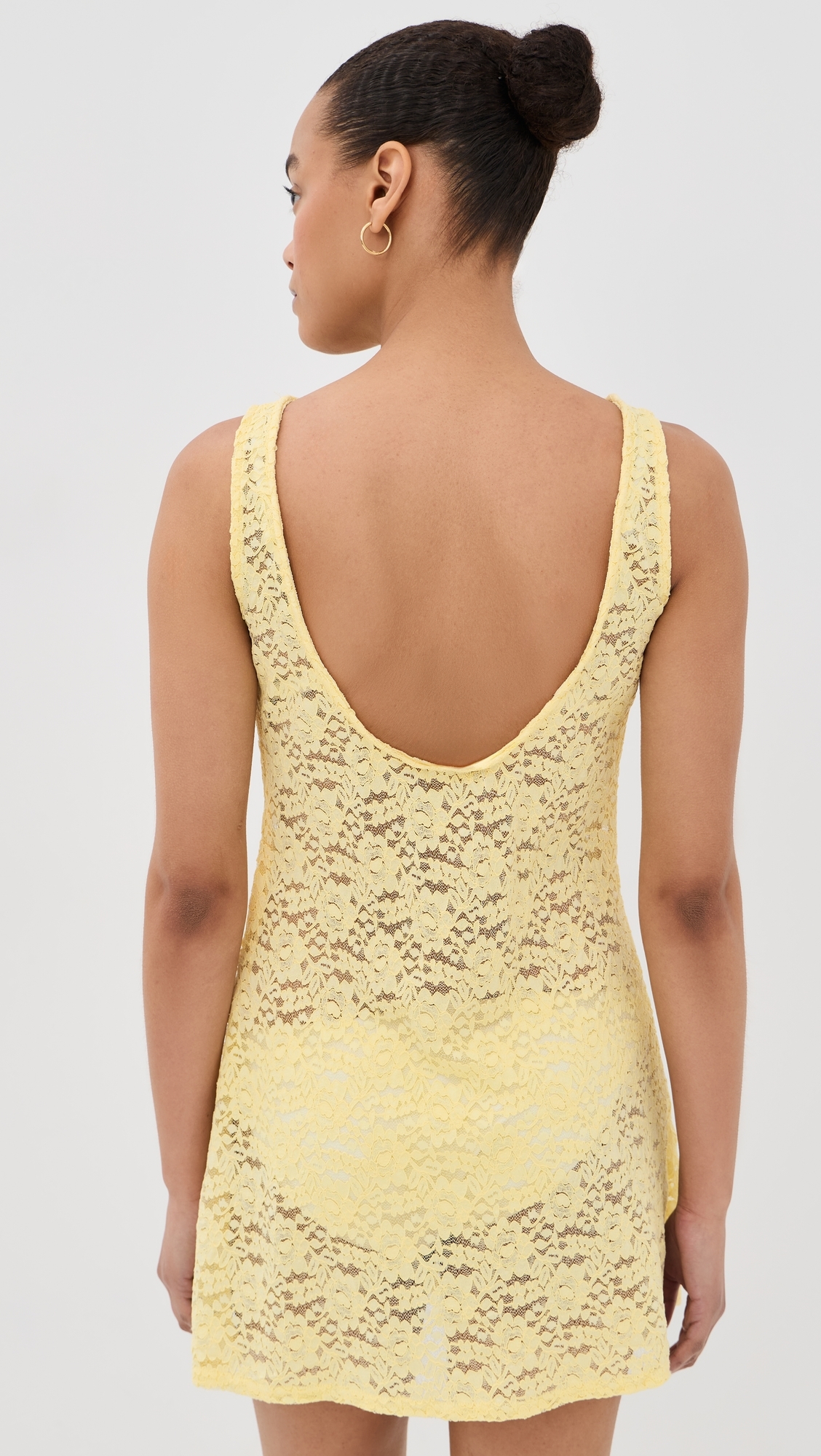 Harper Lace Mini Dress Yellow