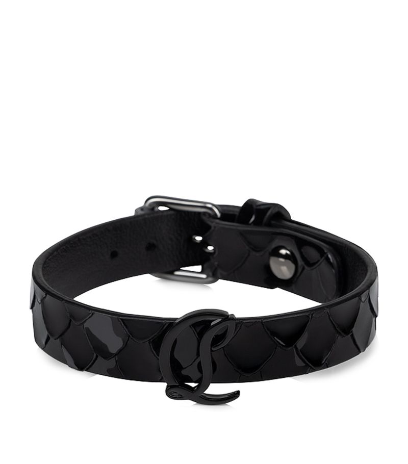 Embossed Leather CL Logo Bracelet