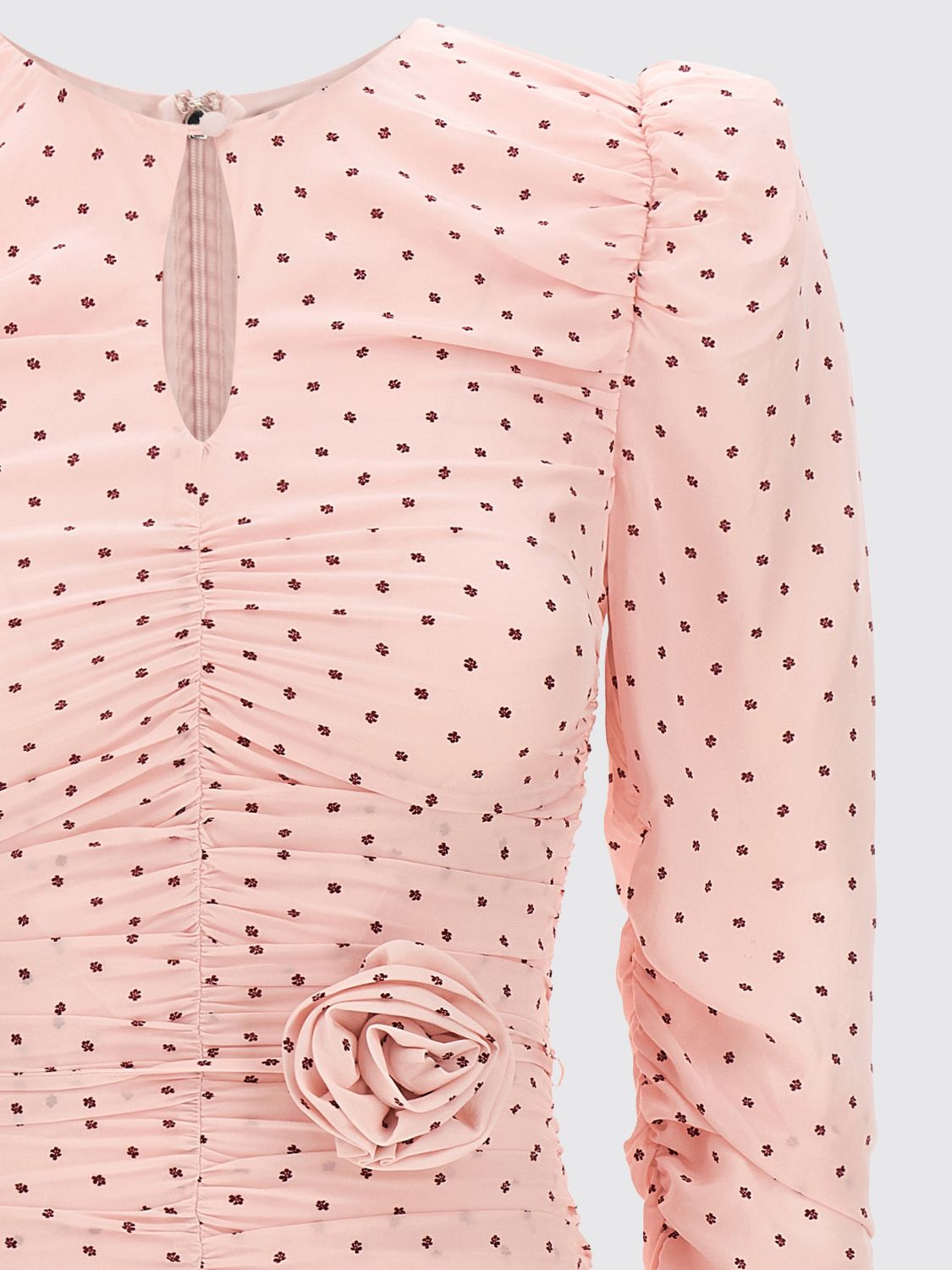 Padded Shoulder Polka Dot Mini Sheath Dress in Jersey