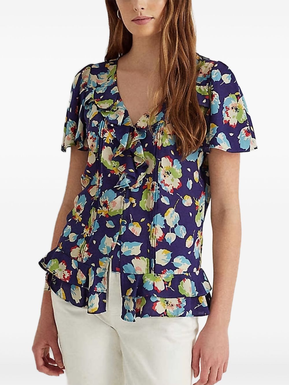 Floral-print shirt - Blue