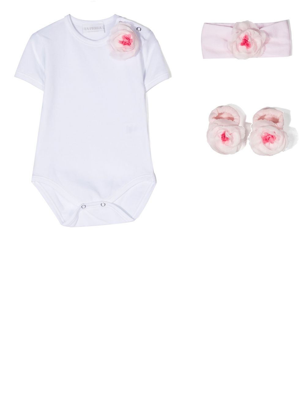 Floral-detail bodysuit set - White