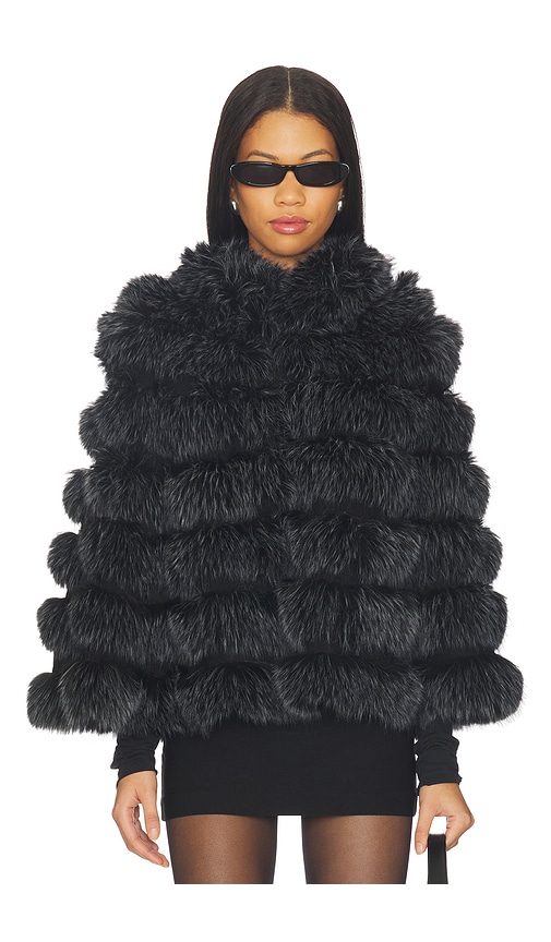 Adrienne Landau Landau Cape in Black,White