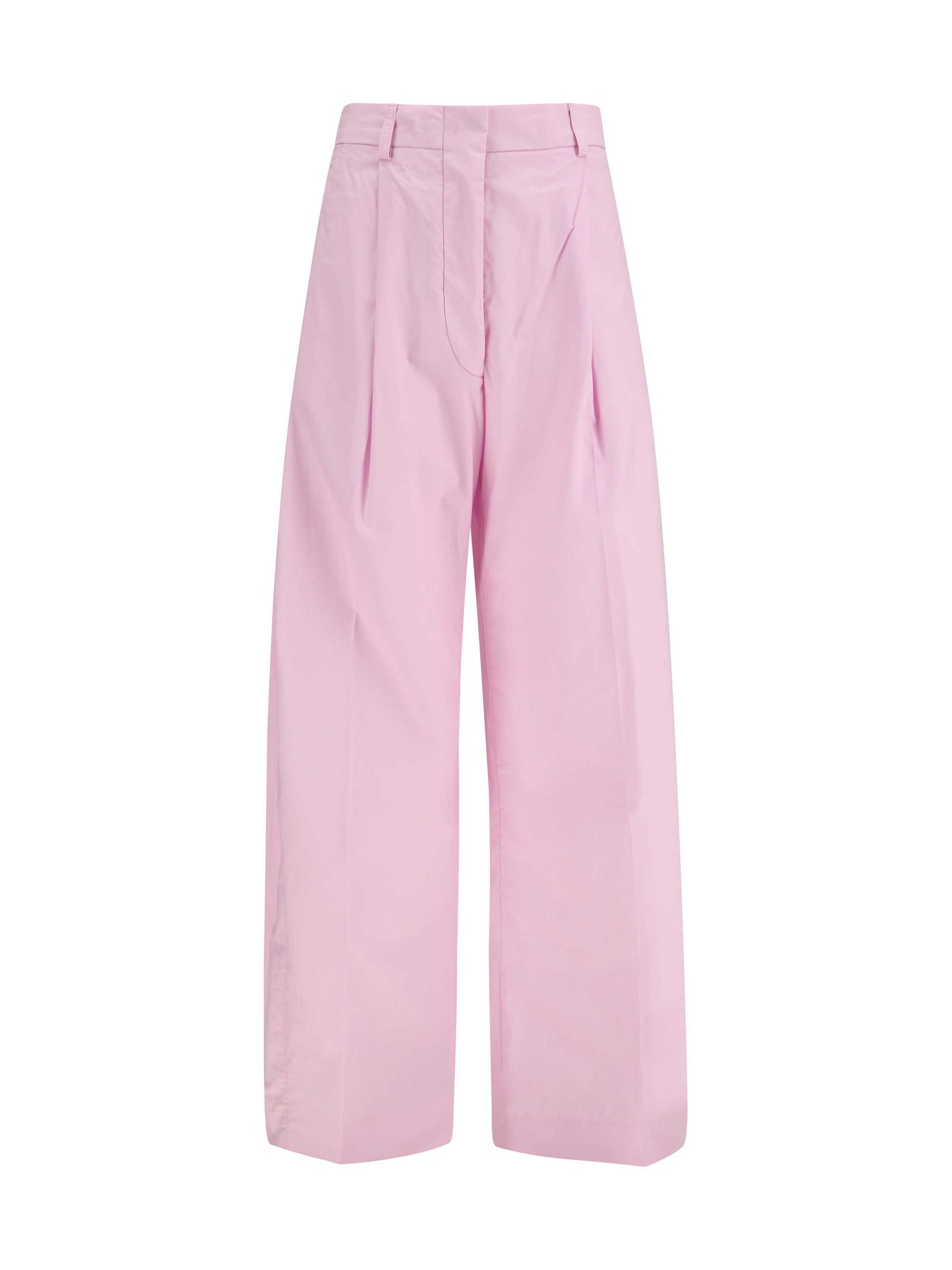 Wide-Leg Cotton Trousers — Pink