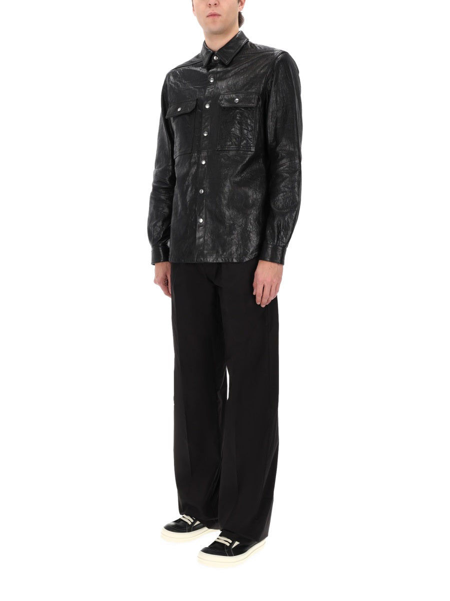 Flap-pocket Leather Shirt