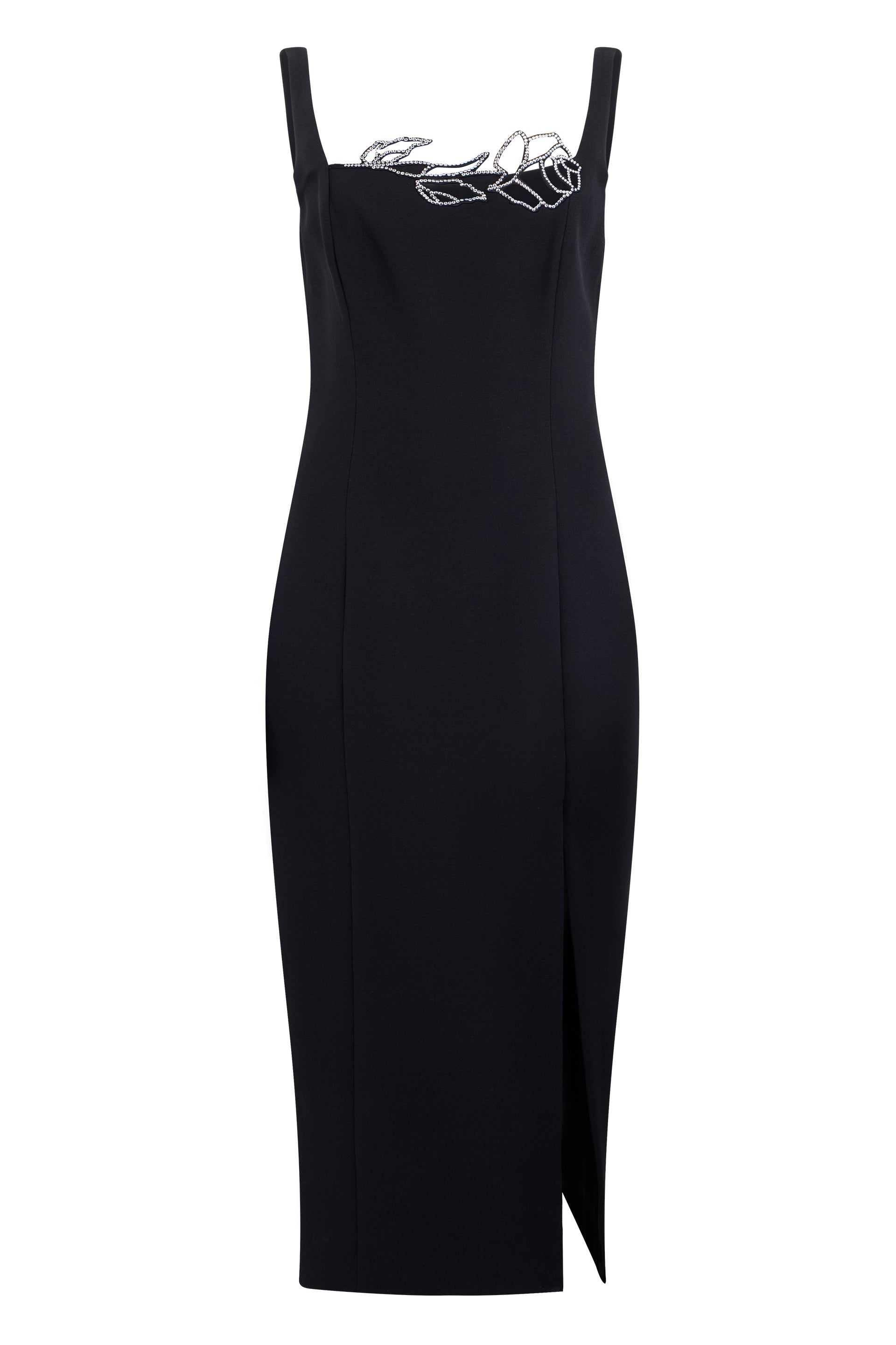Elegant Midi Dress with Rhinestone Detailing