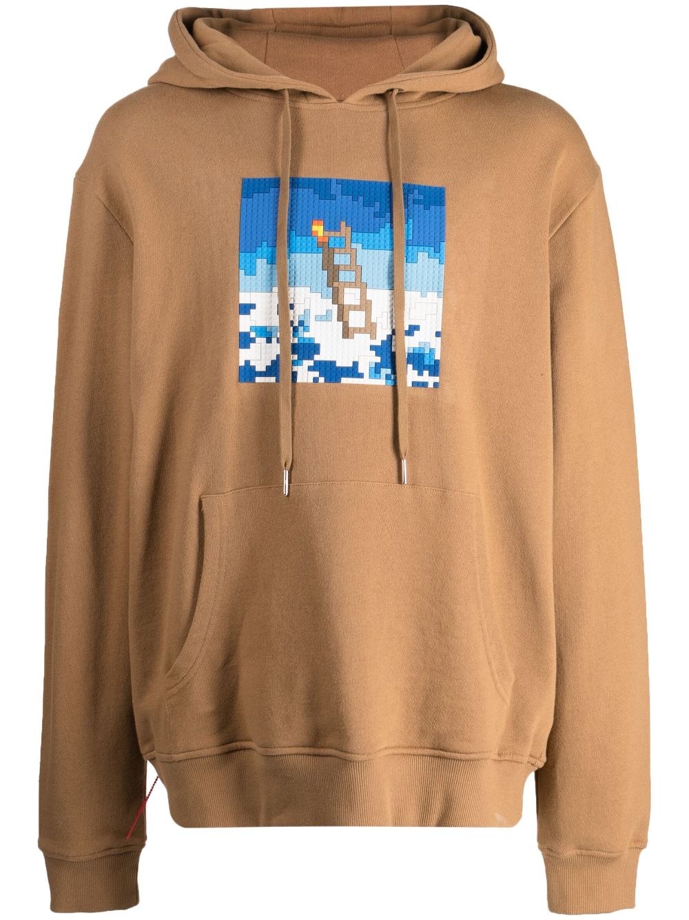 Graphic-print cotton hoodie - Brown
