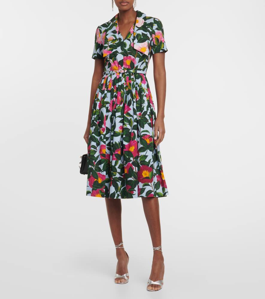 Floral cotton poplin midi dress