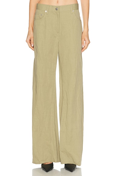 Helmut Lang Relaxed Bootcut Pant in Warm Sage - Sage. 24 also , 26, 28, 29