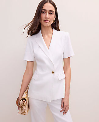 Ann Taylor The Petite Short Sleeve Blazer in Linen Blend