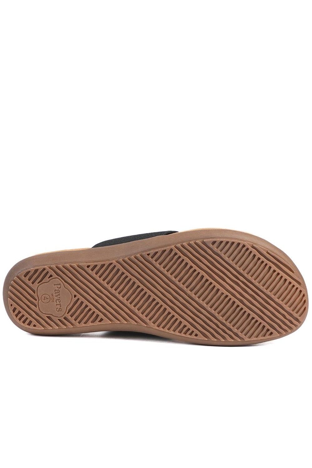 Pavers Women's Flexible Wide Fit Toe Post Sandals in Black