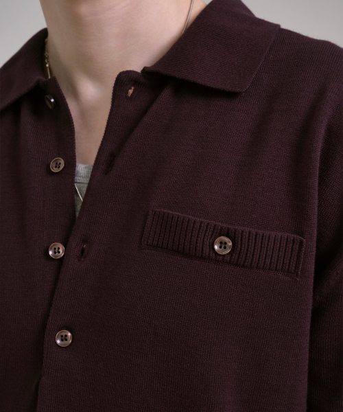 Refined Knit Polo Shirt Burgundy