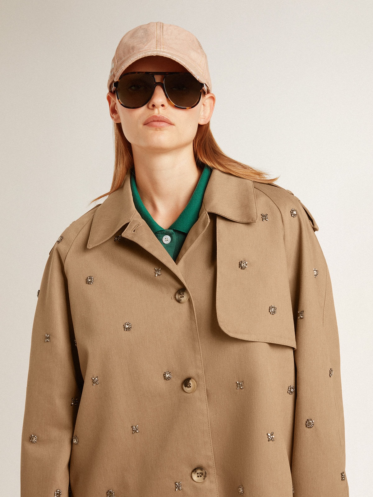 Golden Goose - Women's Oversized Trench Coat With Crystals, Woman