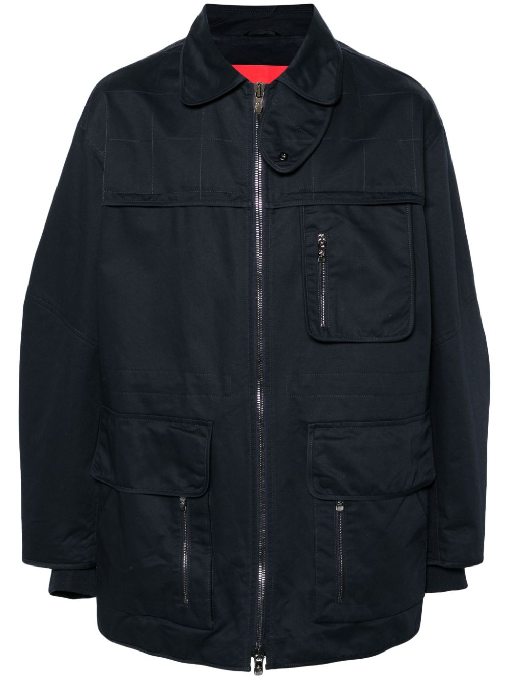 Quilted cargo coat - Blue