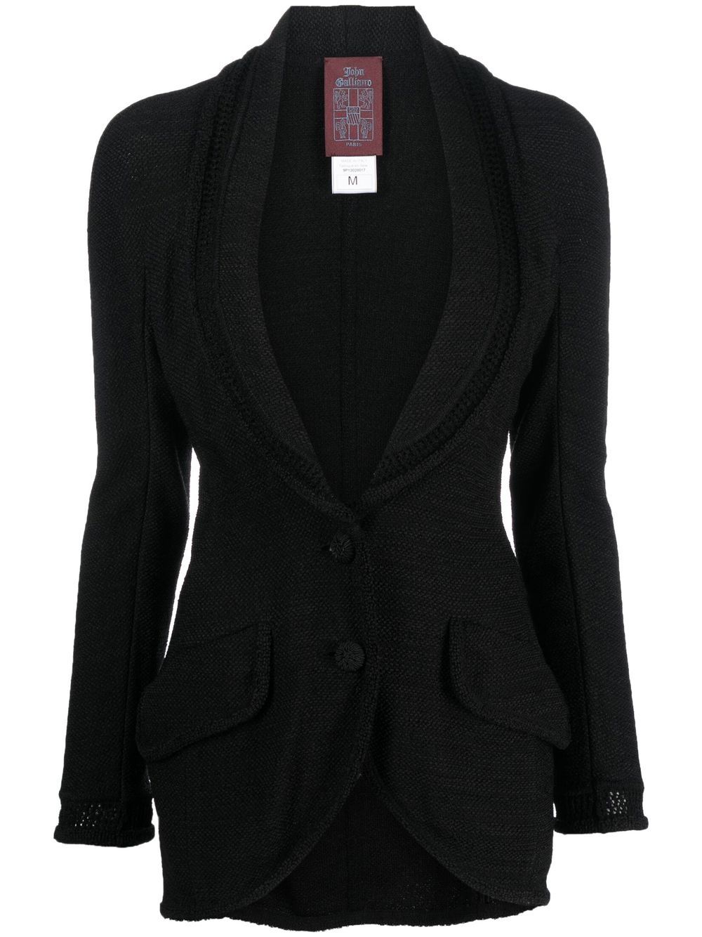 1990s crochet knit blazer - Black