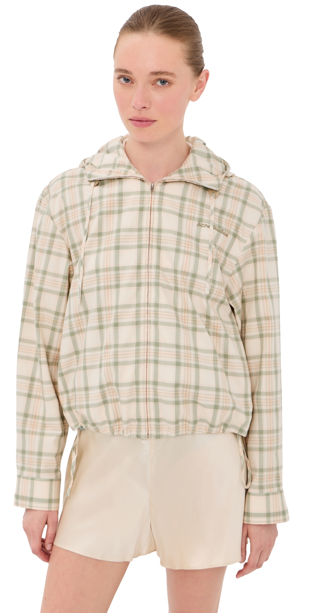 Hooded Check Jacket Green/Orange