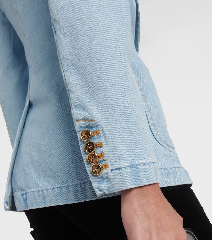 Embroidered denim blazer