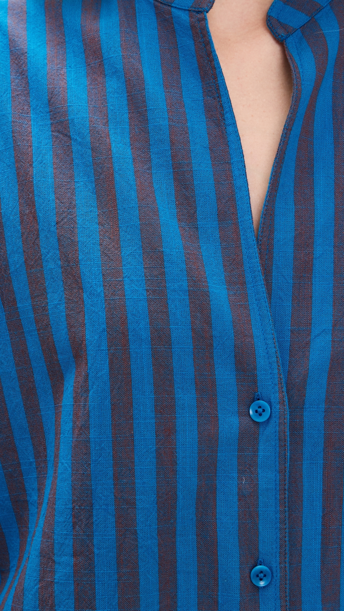Gustava Button Down Top Blue Pond Stripe