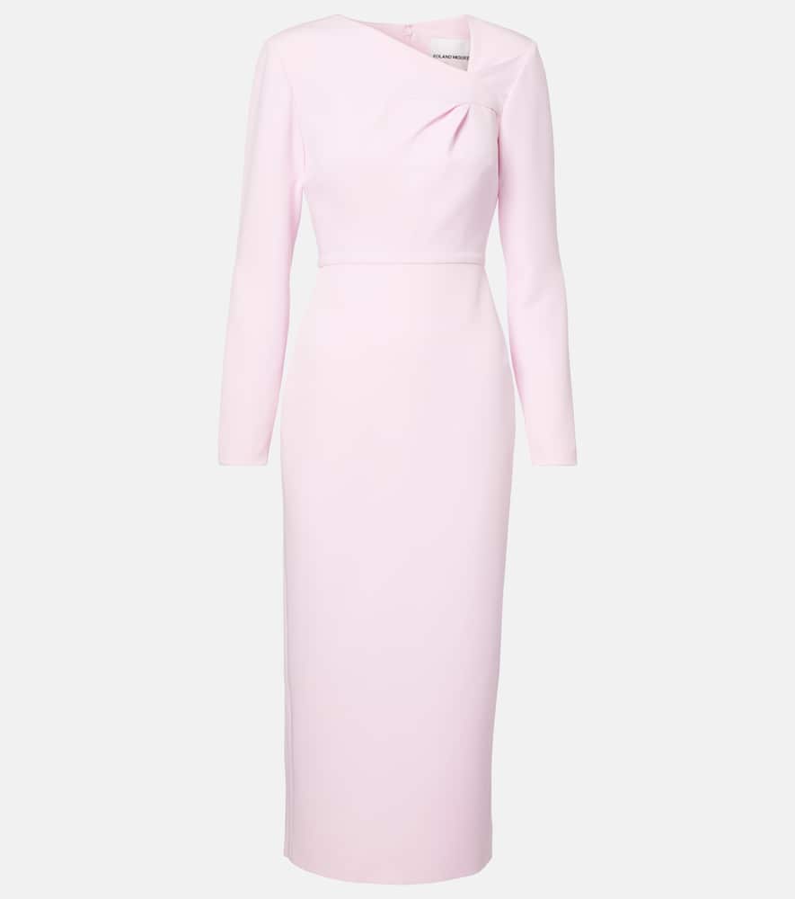 Asymmetric draped crêpe midi dress