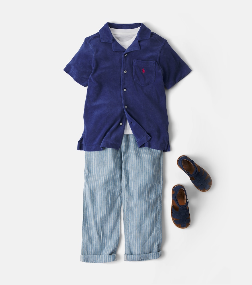 Cotton-blend terry polo shirt