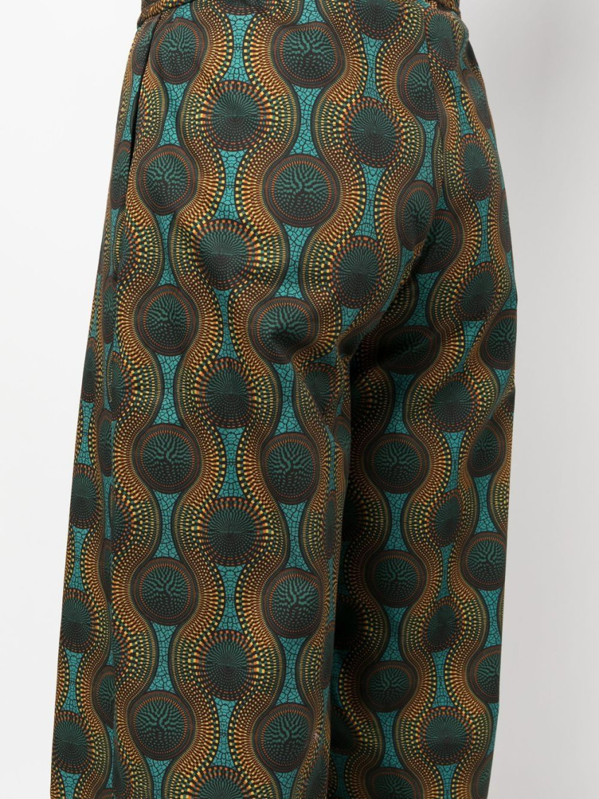 - Elastic Waist Printed Cotton Trousers