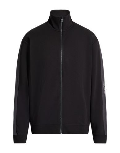 Man Sweatshirt Black Size M Cotton, Polyester