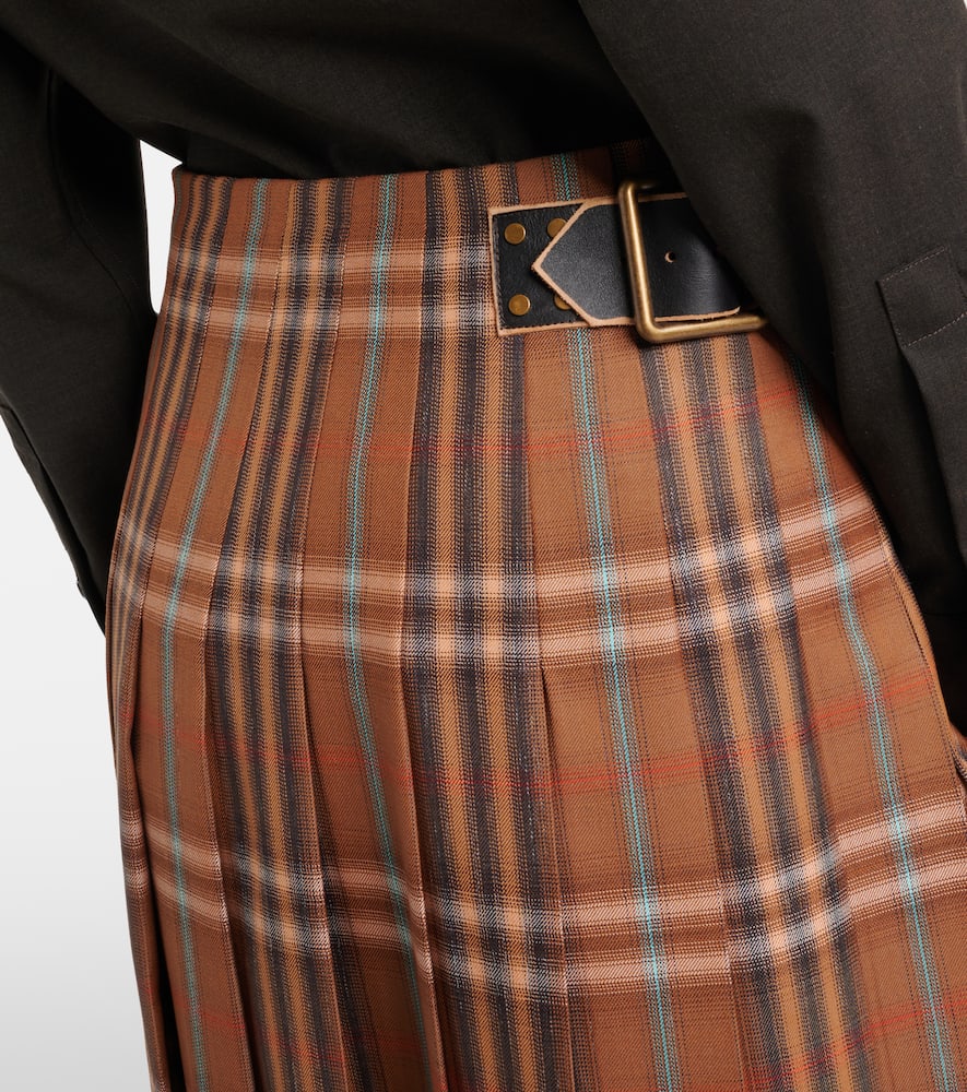 Check wool midi skirt