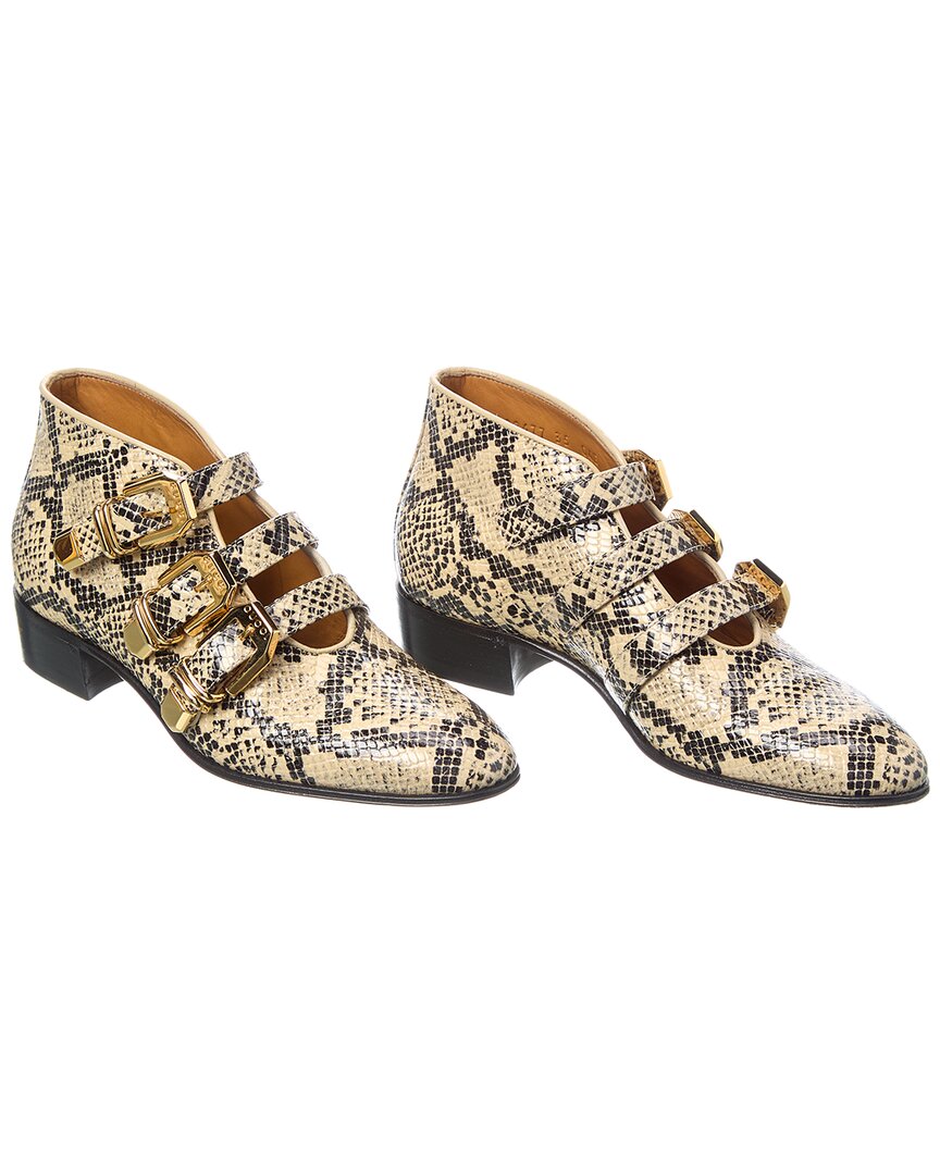 Python-Embossed Leather Bootie (Authentic Pre-Loved)