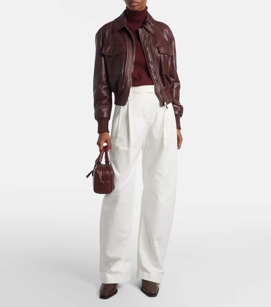 Cotton barrel-leg pants