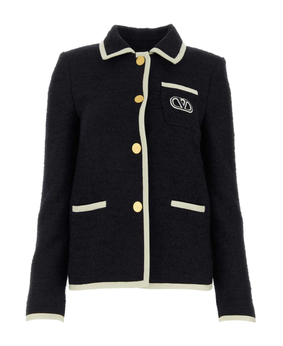 VLogo tweed single-breasted jacket